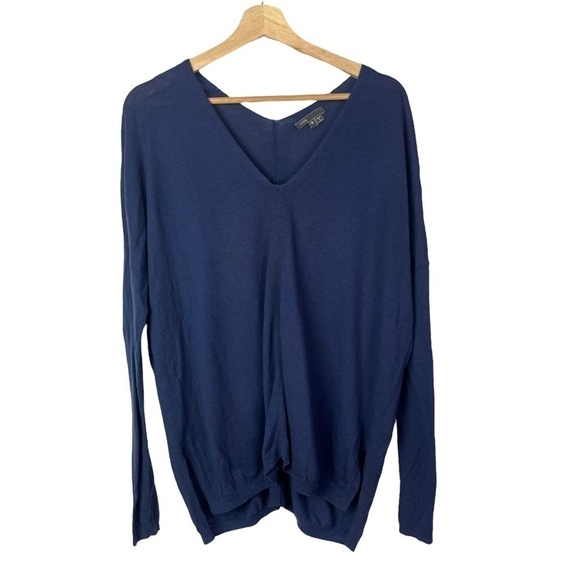 Vince Dark Blue V-Neck Wool Blend Pullover Sweater M - Picture 1 of 4